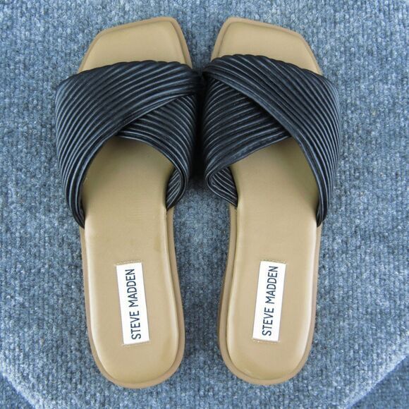 Steve Madden Limitt Women Slide Sandal Shoes Black Synthetic Size 6.5 Medium‎ - Picture 6 of 9